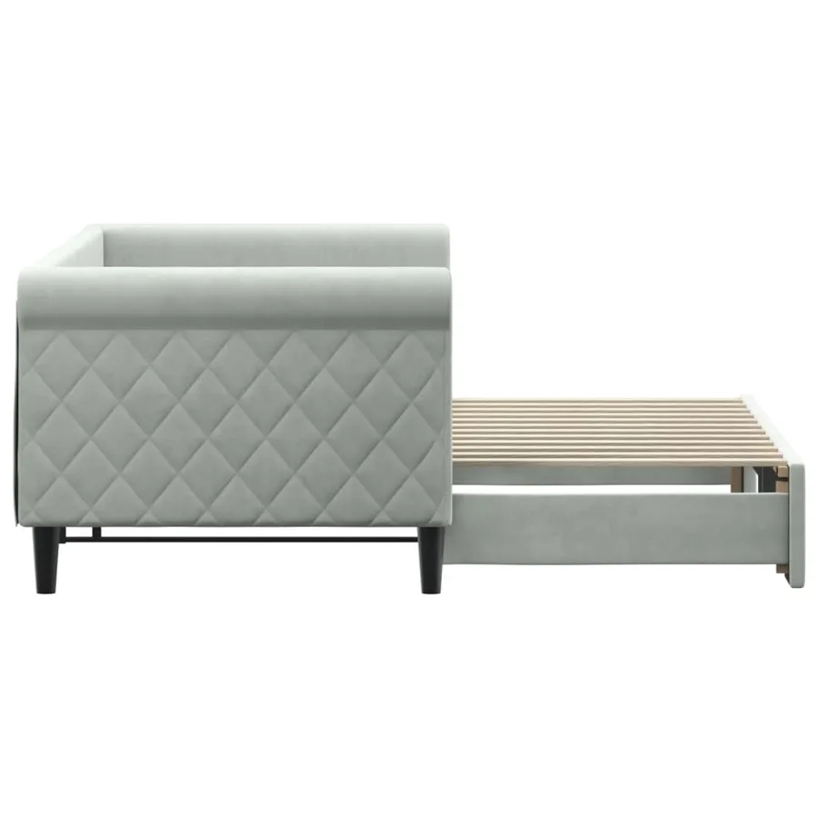 Lit de jour avec gigogne sans matelas gris clair 80x200 cm - 4