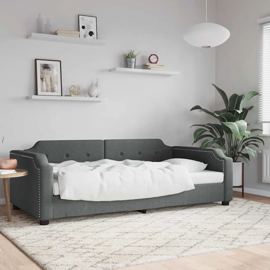 Lit de repos sans matelas gris foncé 80x200 cm tissu