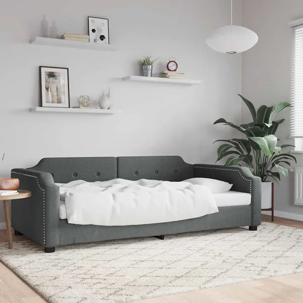 Lit de repos sans matelas gris foncé 80x200 cm tissu