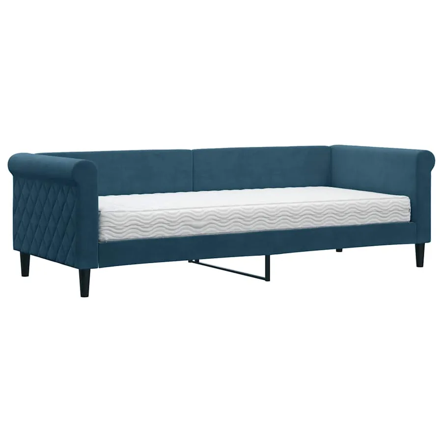 Lit de jour avec matelas bleu 80x200 cm velours - 2