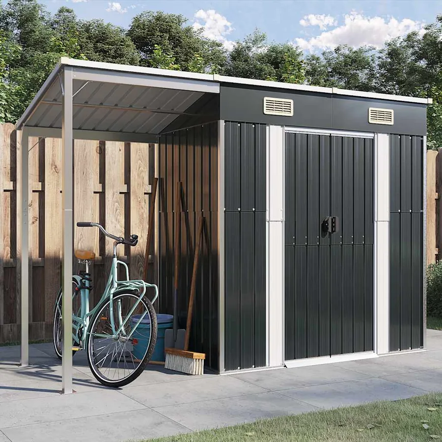 Abri de jardin avec toit prolongé anthracite 277x107x181 cm