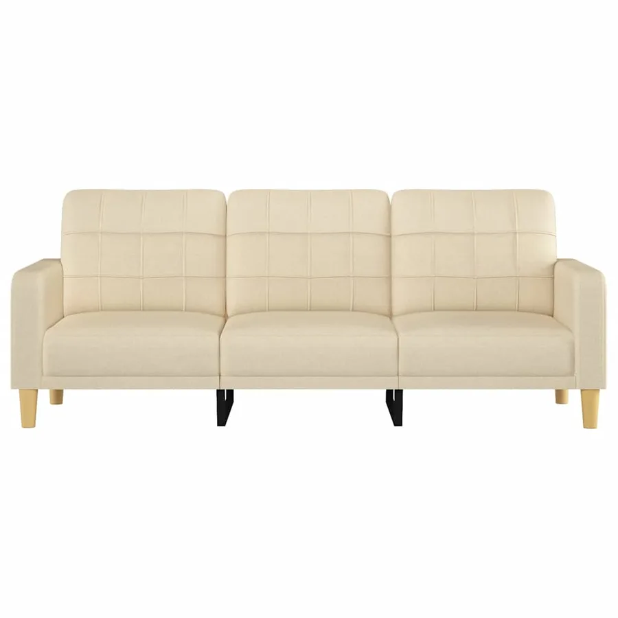 Canapé à 3 places Crème 180 cm Tissu - 3