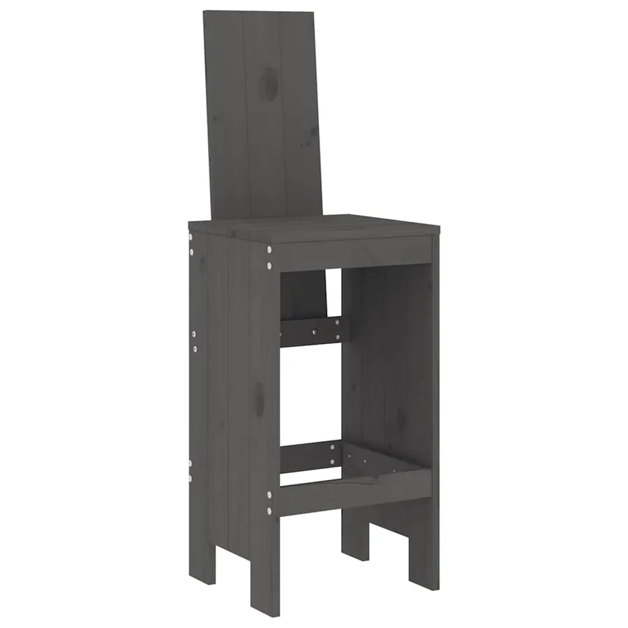 Ensemble de bar de jardin 7 pcs gris bois de pin massif - 4