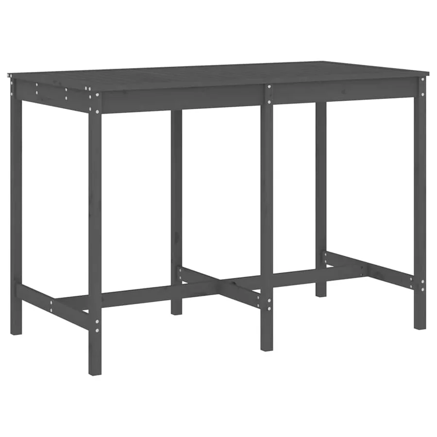 Ensemble de bar de jardin 7 pcs gris bois de pin massif - 6