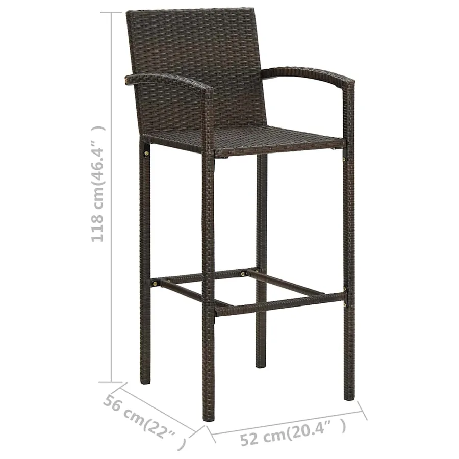 Ensemble de bar de jardin 7 pcs Marron - 12
