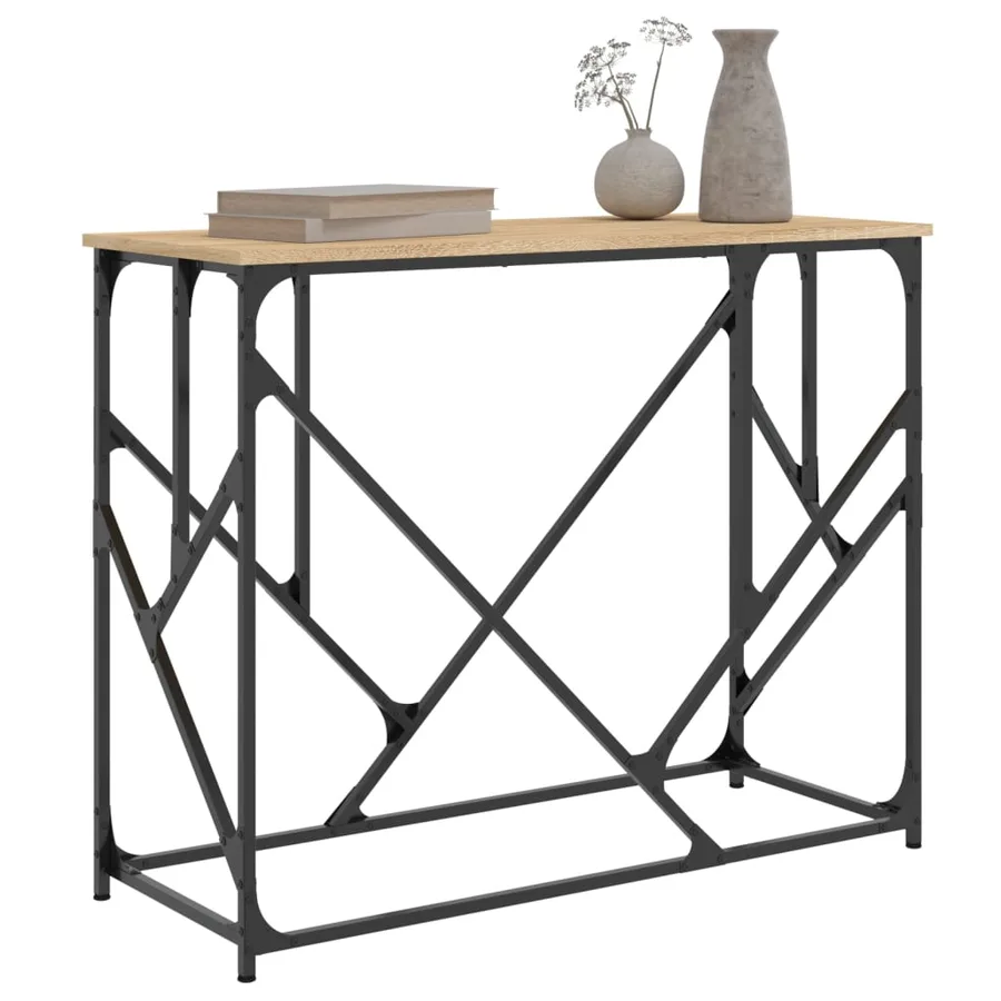 Table console chêne sonoma 100x40x80 cm bois d'ingénierie - 3