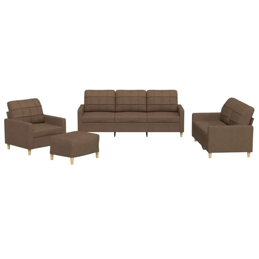 Ensemble de canapés 4 pcs avec coussins Marron Tissu - 2