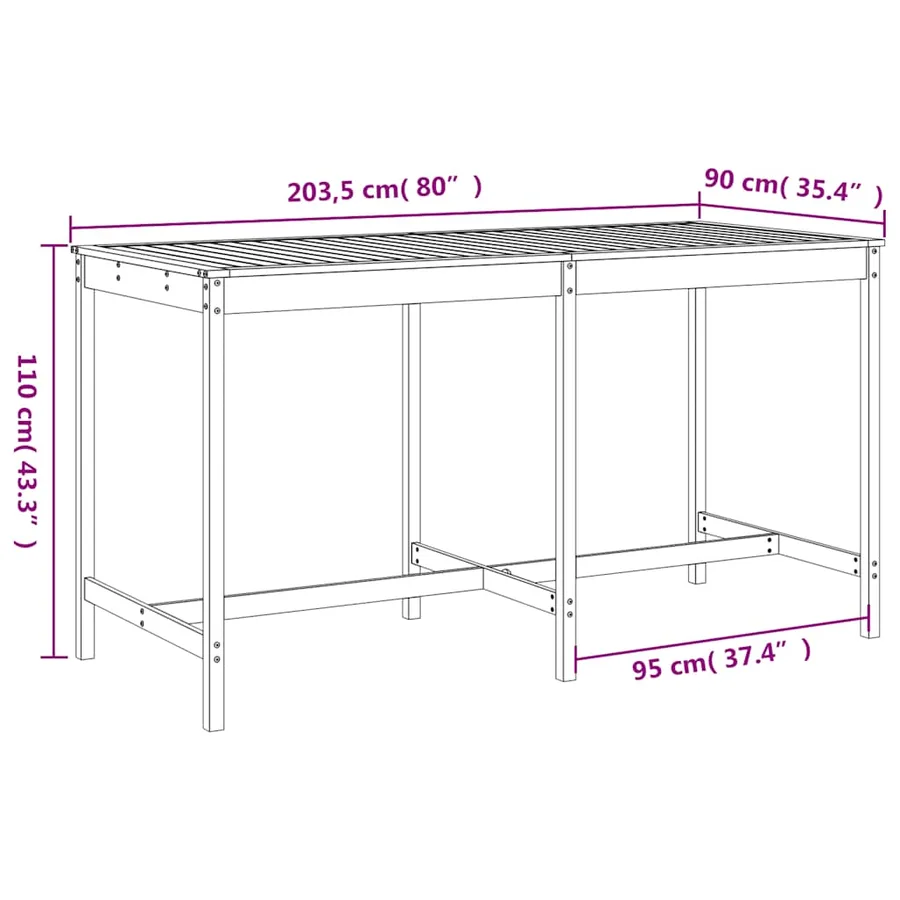 Ensemble de bar de jardin 9 pcs blanc bois de pin massif - 9