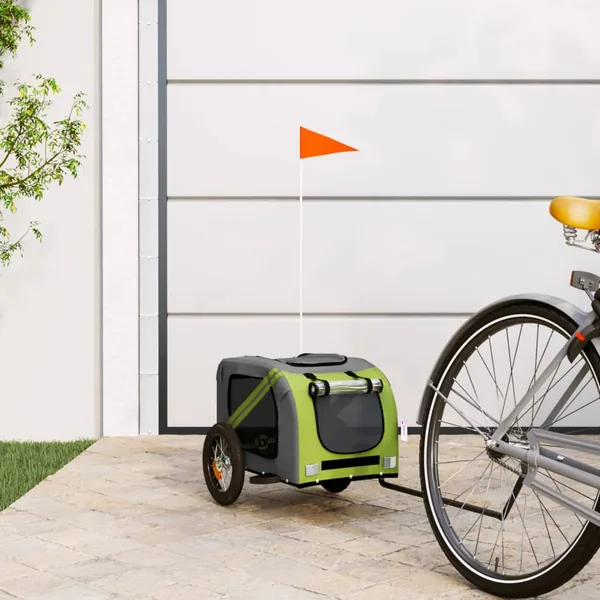 Remorque de vélo pour animaux de compagnie vert et gris