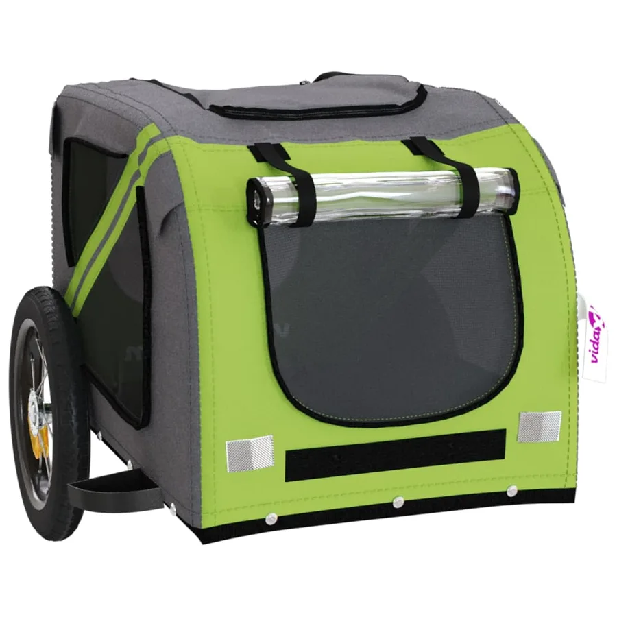 Remorque de vélo pour animaux de compagnie vert et gris - 5