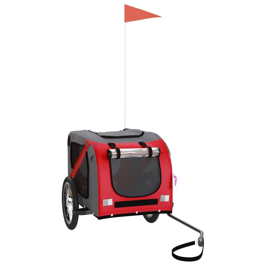 Remorque de vélo pour animaux de compagnie rouge et gris - 2