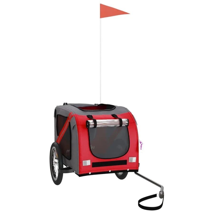 Remorque de vélo pour animaux de compagnie rouge et gris - 3