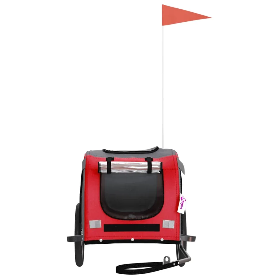 Remorque de vélo pour animaux de compagnie rouge et gris - 4
