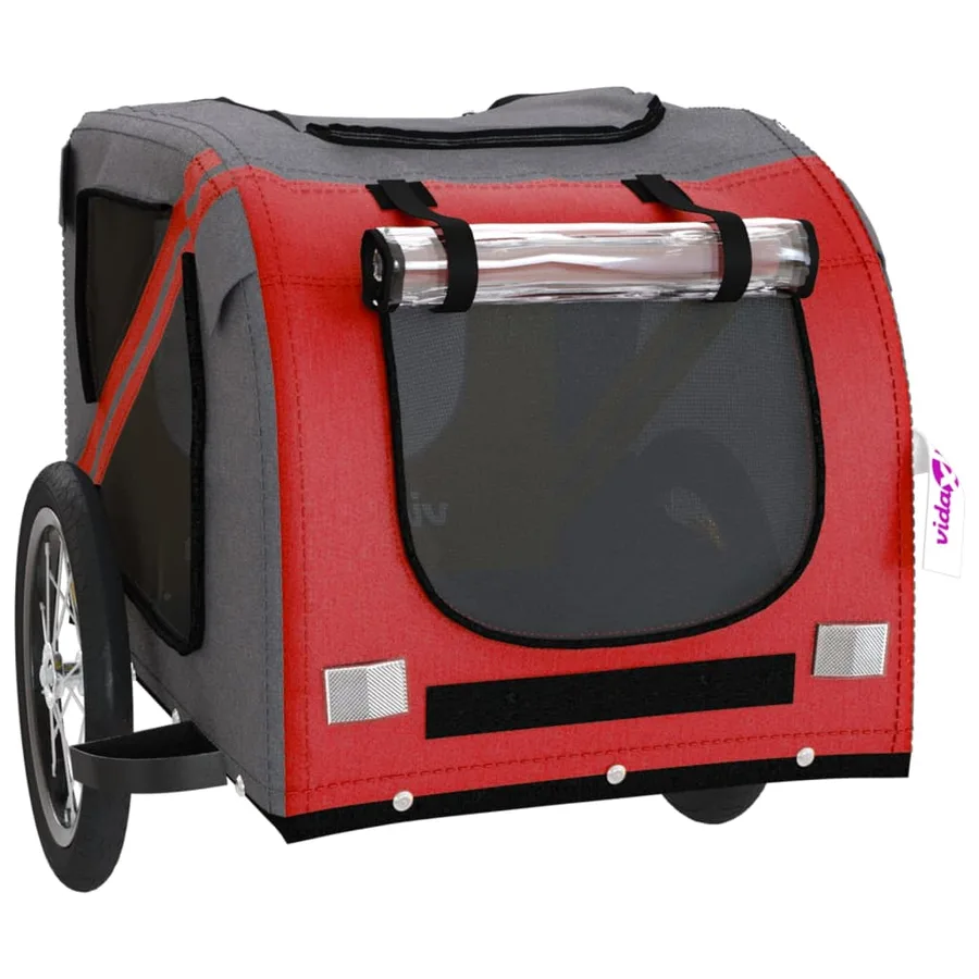 Remorque de vélo pour animaux de compagnie rouge et gris - 5