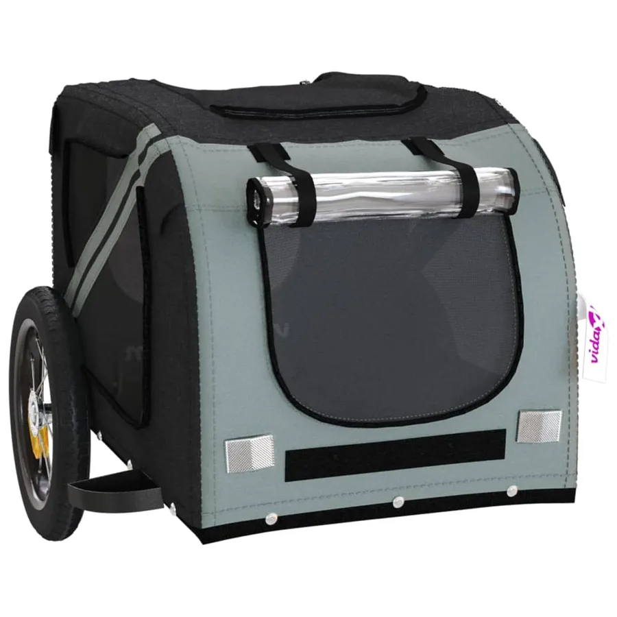 Remorque de vélo pour animaux de compagnie gris et noir - 5