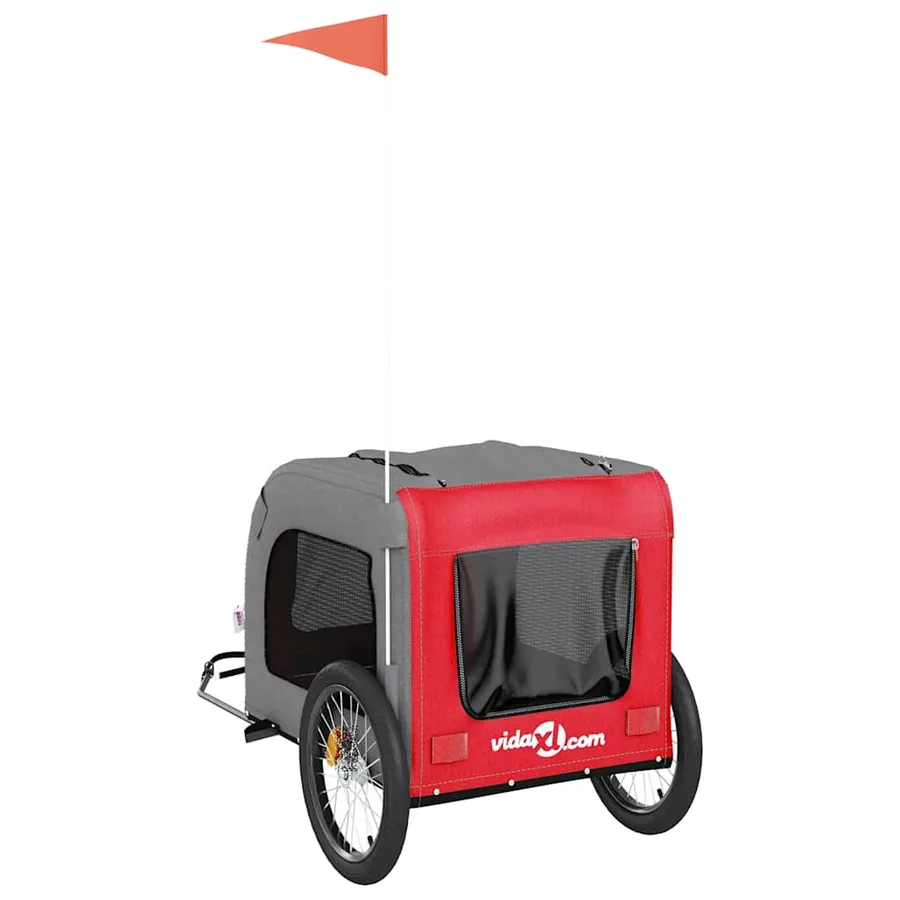Remorque de vélo pour animaux de compagnie rouge et gris - 8