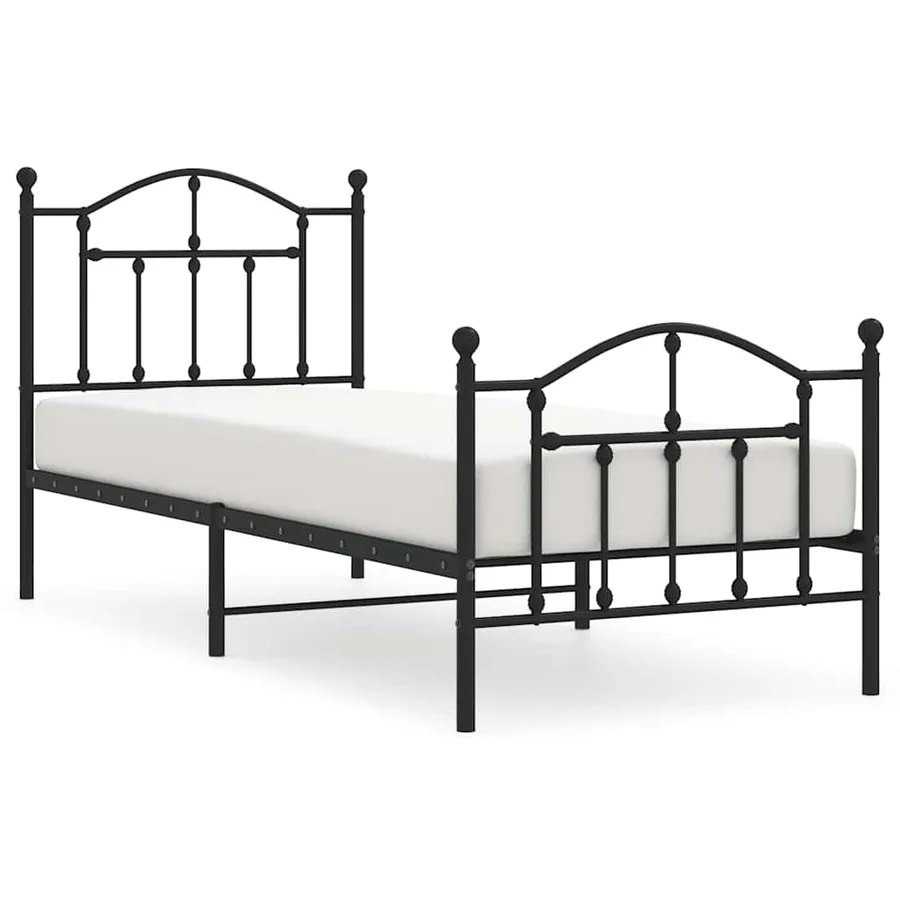 Cadre de lit métal sans matelas avec pied de lit noir 90x200 cm - 2