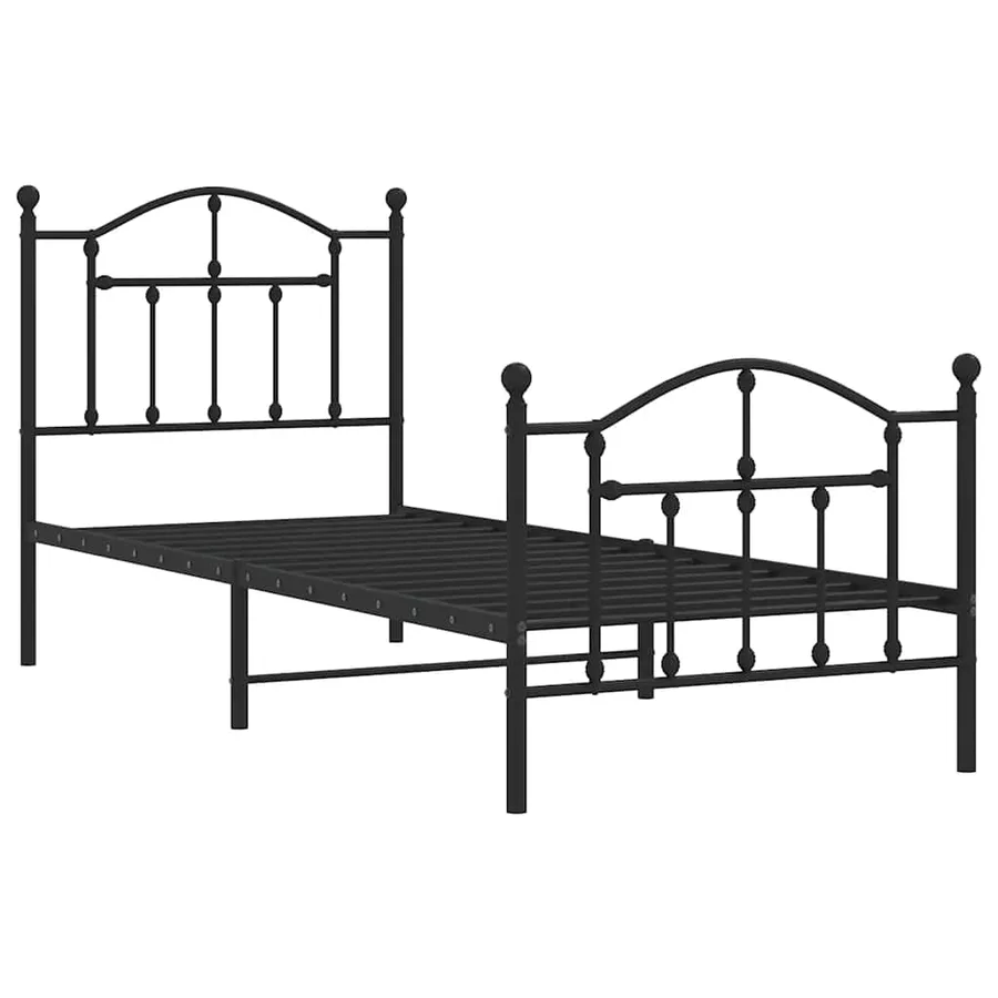 Cadre de lit métal sans matelas avec pied de lit noir 90x200 cm - 3