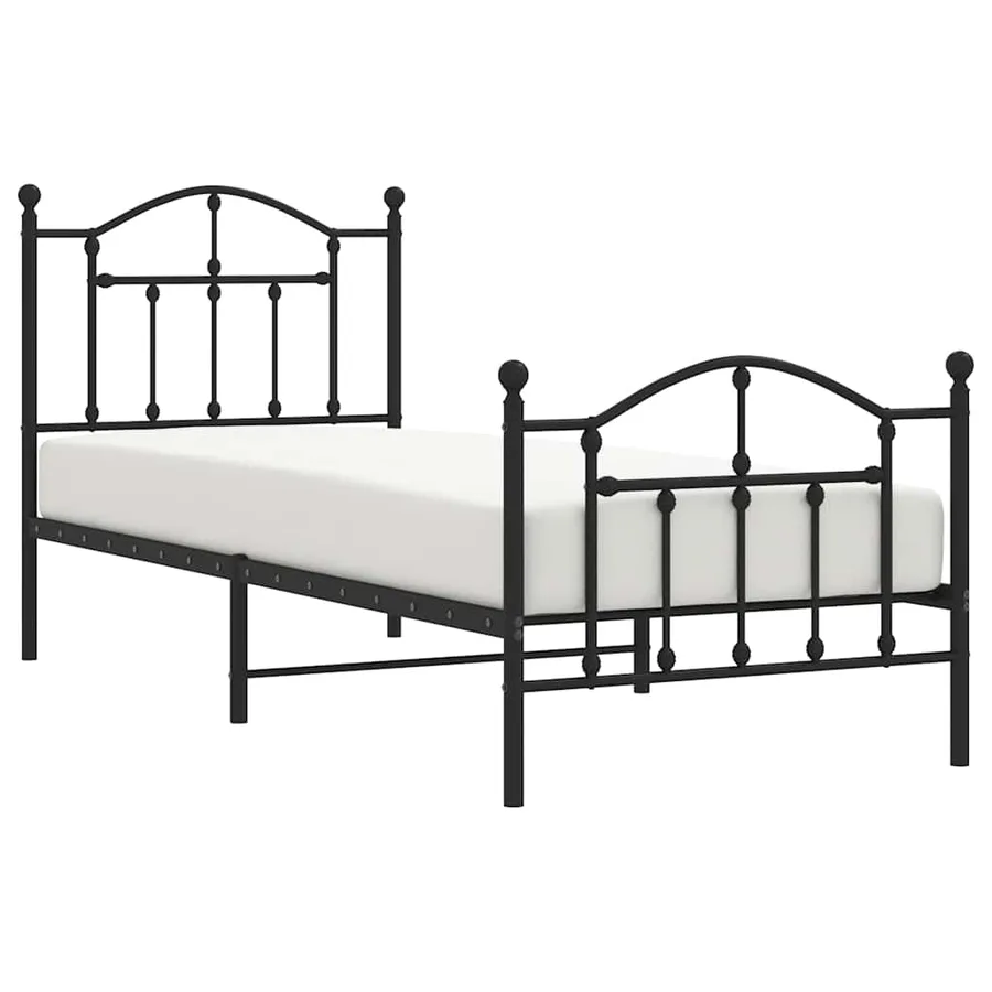 Cadre de lit métal sans matelas avec pied de lit noir 90x200 cm - 4