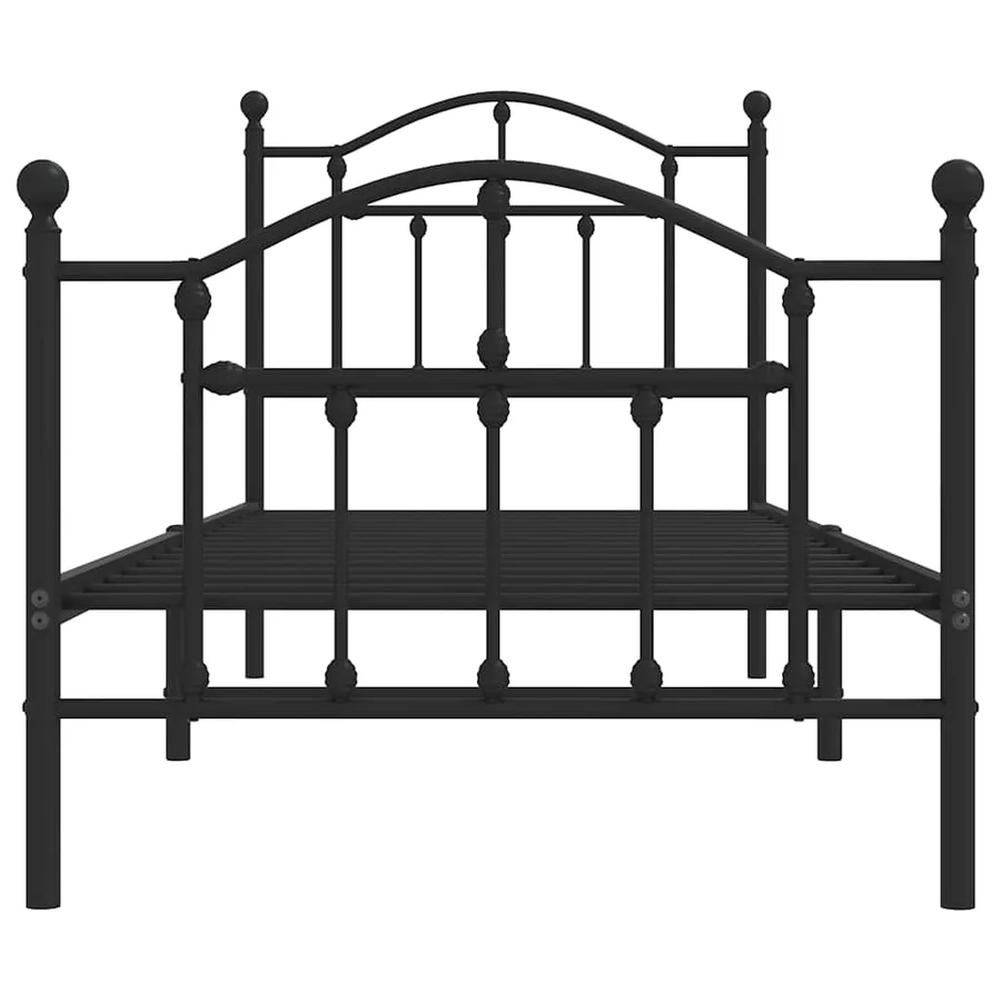 Cadre de lit métal sans matelas avec pied de lit noir 90x200 cm - 5