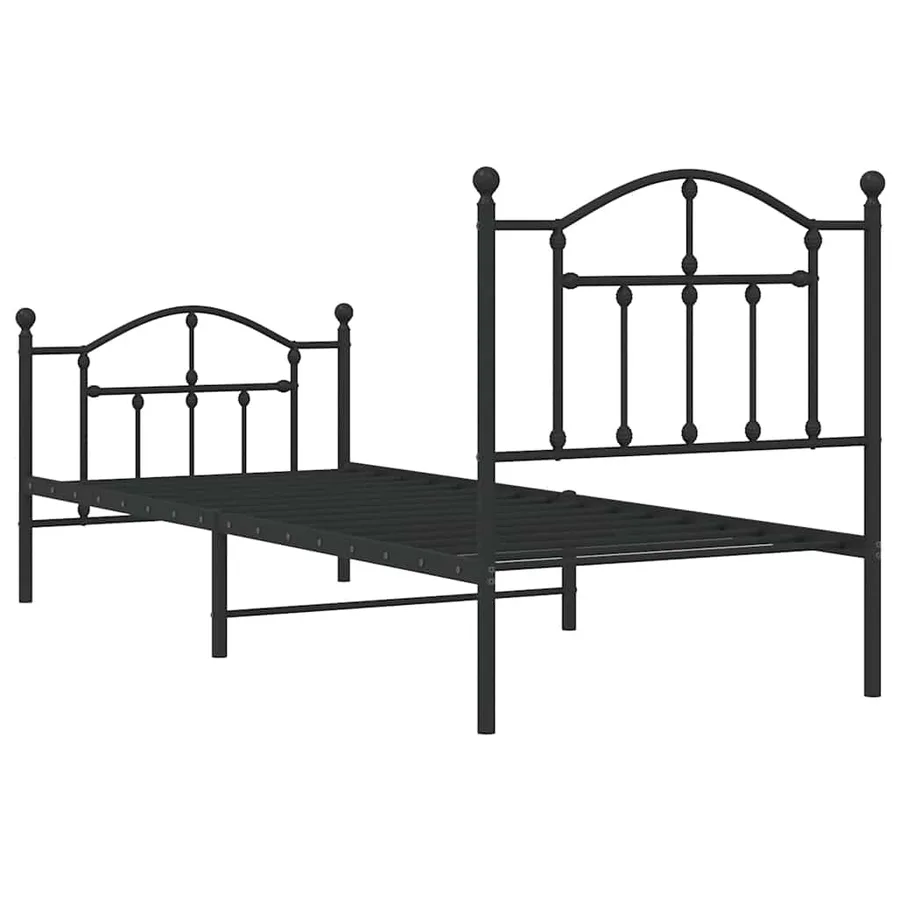 Cadre de lit métal sans matelas avec pied de lit noir 90x200 cm - 7