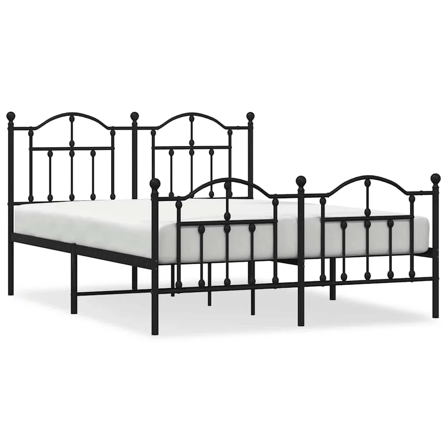 Cadre de lit métal sans matelas avec pied de lit noir 150x200cm - 2