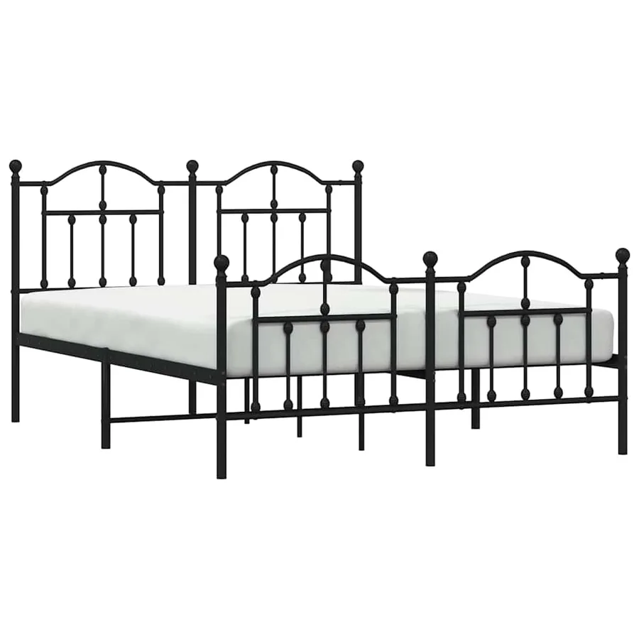 Cadre de lit métal sans matelas avec pied de lit noir 150x200cm - 5