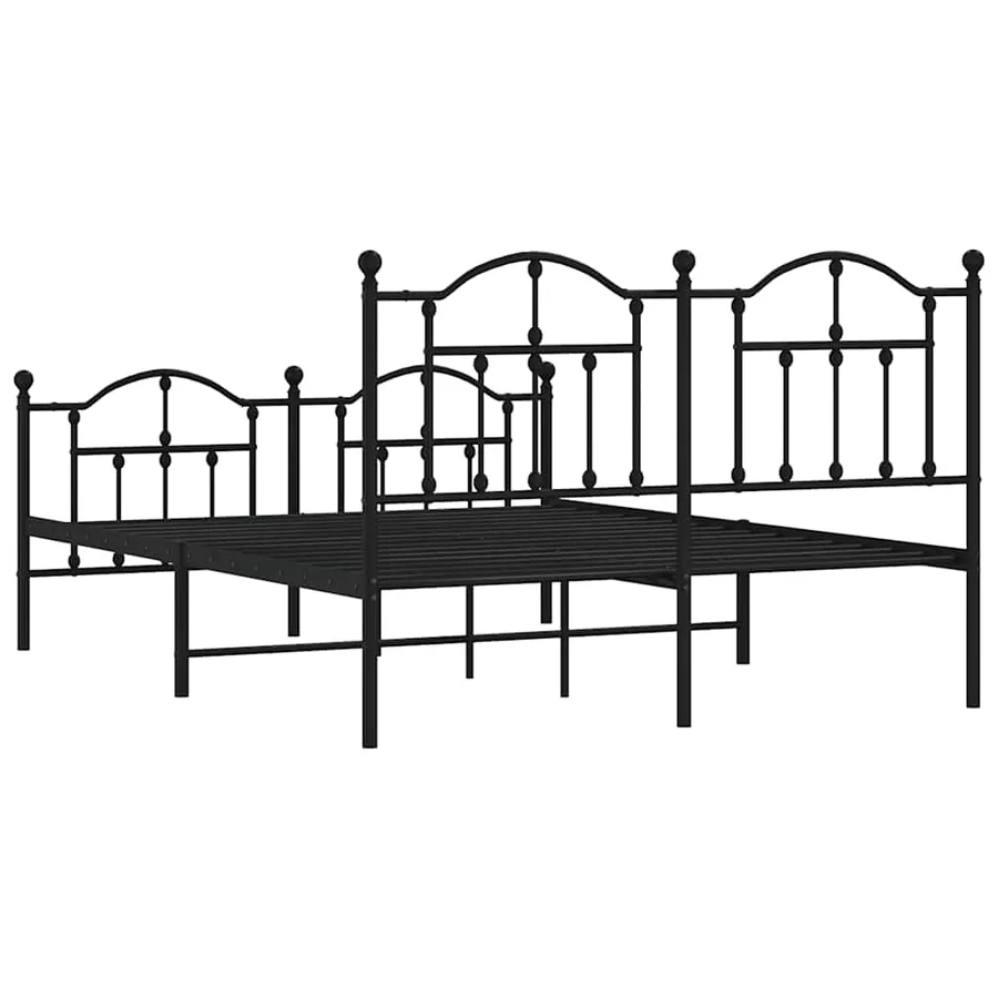 Cadre de lit métal sans matelas avec pied de lit noir 150x200cm - 8