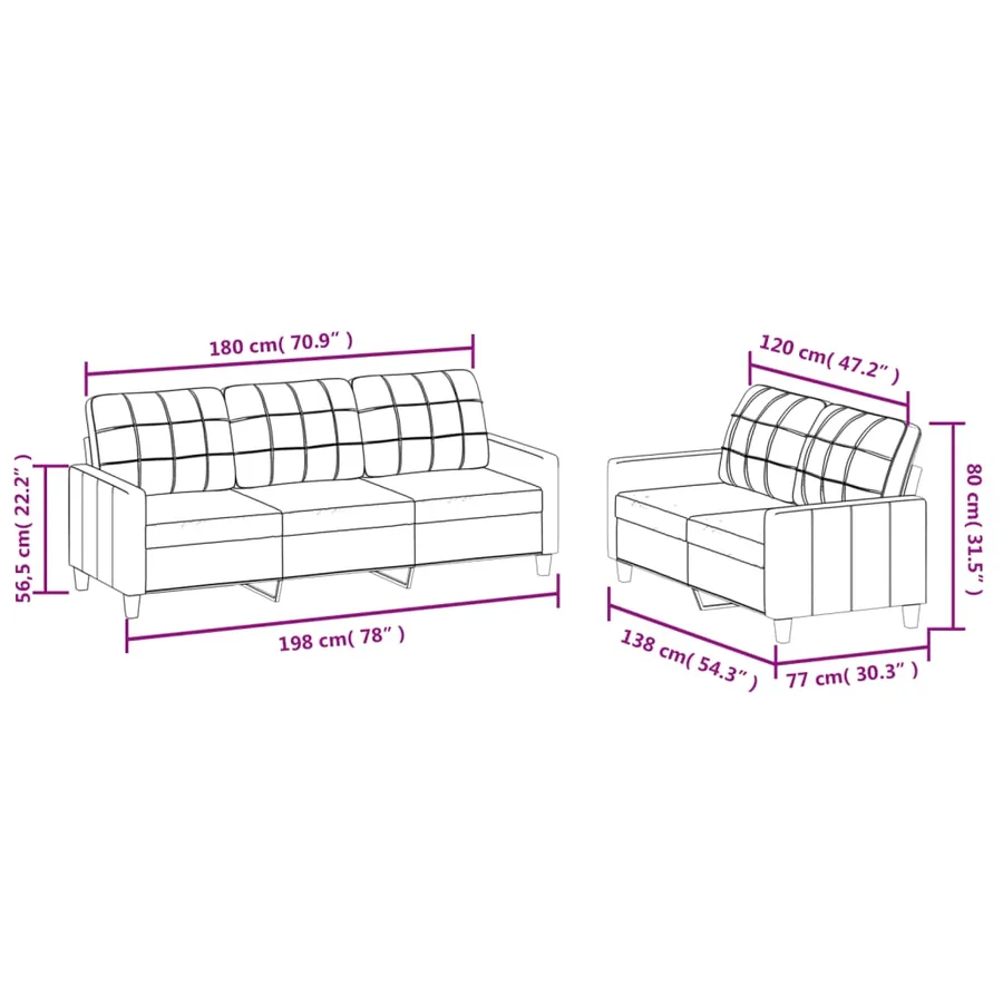 Ensemble de canapés 2 pcs avec coussins Gris Similicuir - 7