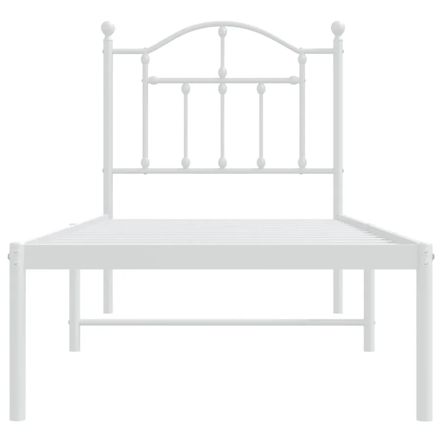 Cadre de lit métal sans matelas avec tête de lit blanc 75x190cm - 5