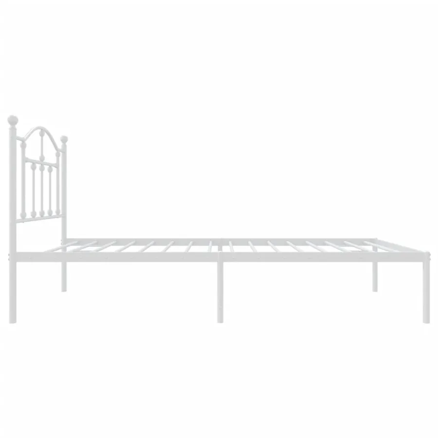 Cadre de lit métal sans matelas avec tête de lit blanc 75x190cm - 6