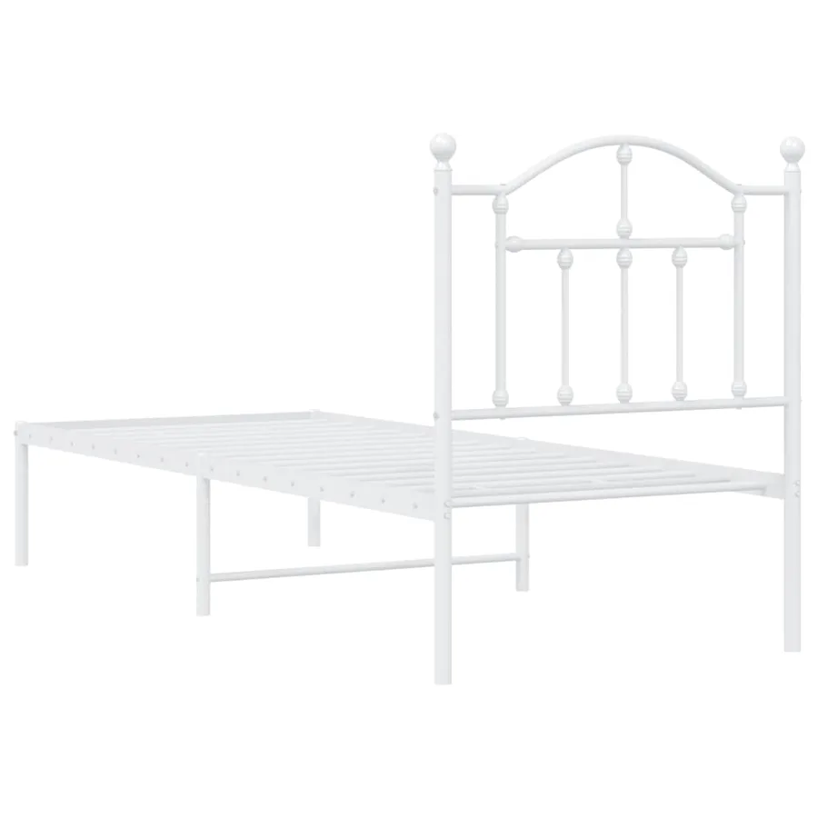 Cadre de lit métal sans matelas avec tête de lit blanc 75x190cm - 7