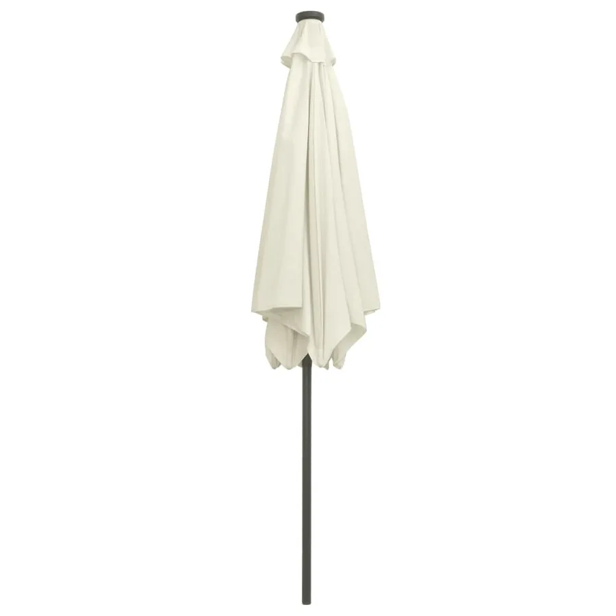 Parasol de jardin et lumières LED mât en aluminium blanc sable - 4