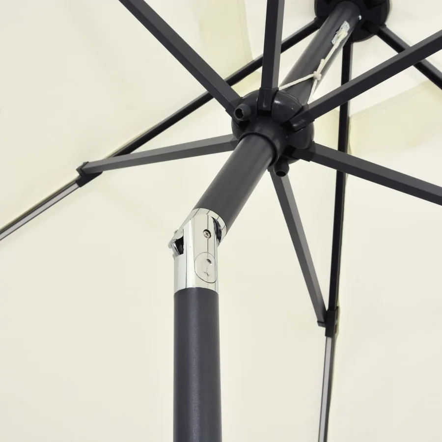 Parasol de jardin et lumières LED mât en aluminium blanc sable - 5