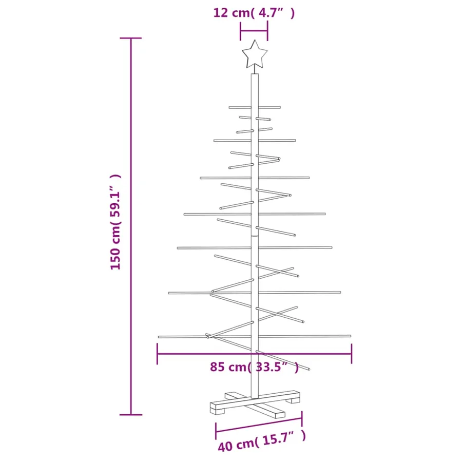 Arbre de Noël en bois pour décoration 150 cm bois massif de pin - 7