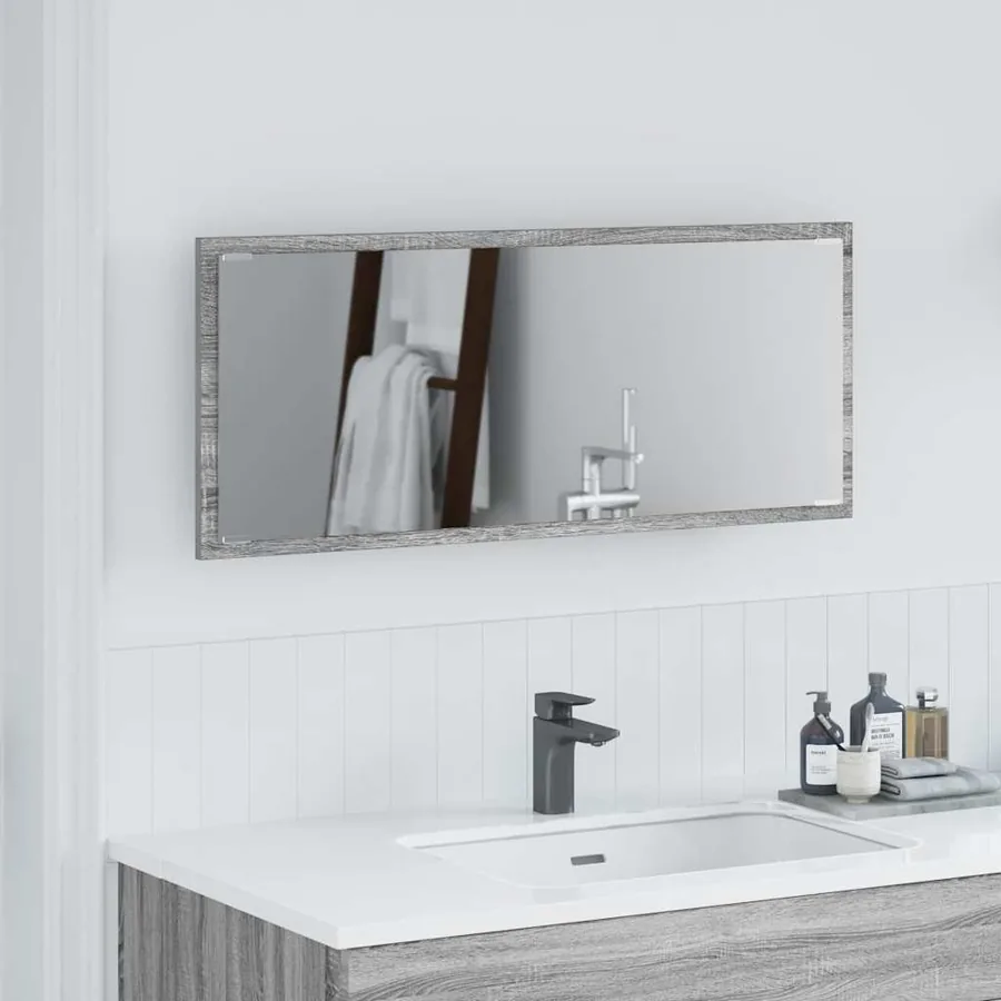 Miroir Gris Sonoma 90 x 8,5 x 37 cm Bois d'ingénierie