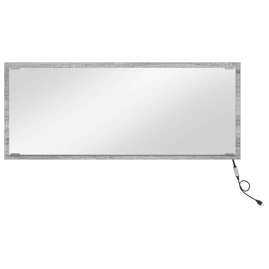 Miroir Gris Sonoma 90 x 8,5 x 37 cm Bois d'ingénierie - 2