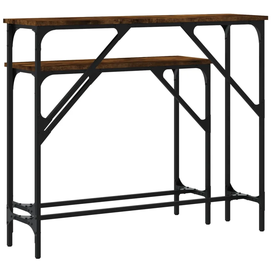 Tables console 2 pcs chêne fumé bois d'ingénierie - 6