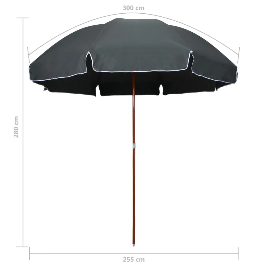Parasol de jardin avec mât en acier 300 cm anthracite - 5