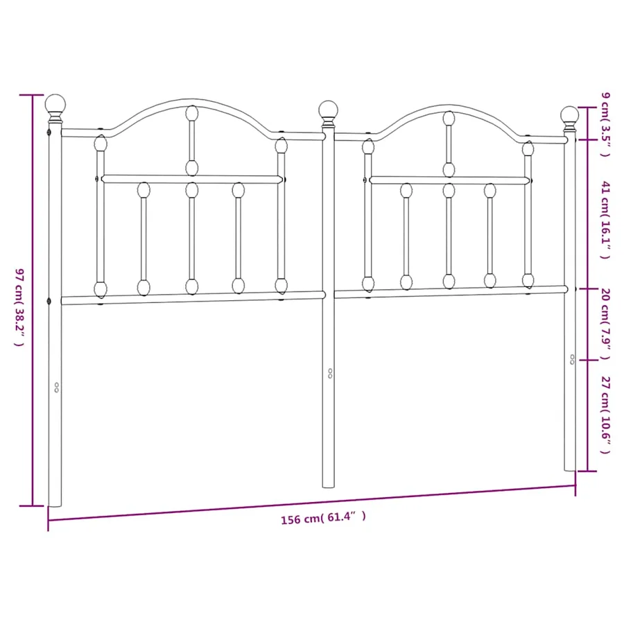 Tête de lit de remplacement métal noir 150 cm - 7
