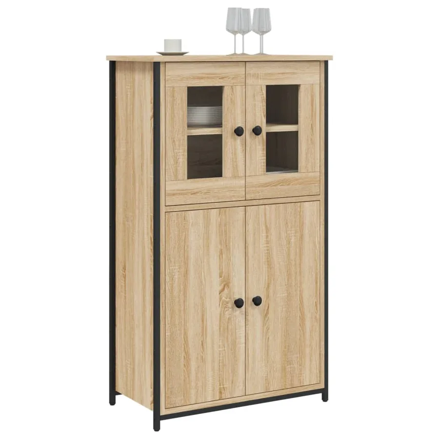 Buffet haut chêne sonoma 62x32x106,5 cm bois d'ingénierie - 3