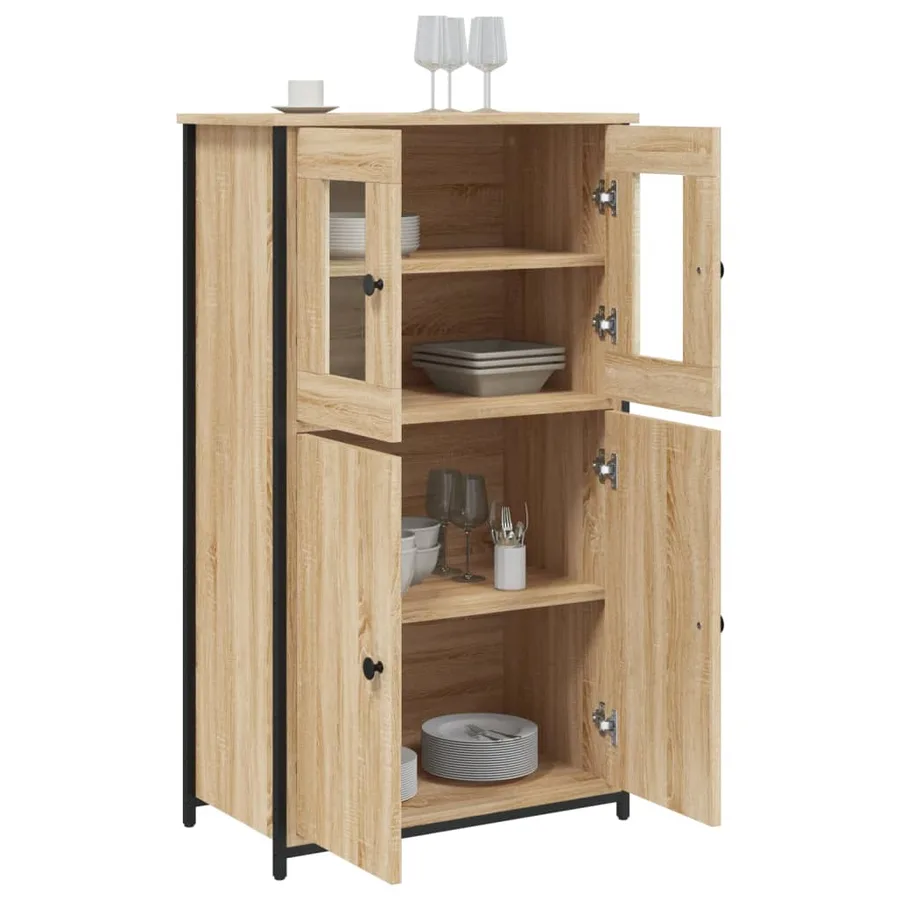Buffet haut chêne sonoma 62x32x106,5 cm bois d'ingénierie - 4