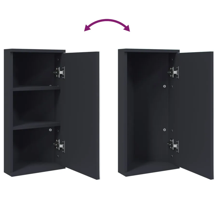 Armoire de bain à miroir d'angle gris 30x24x60 cm - 7