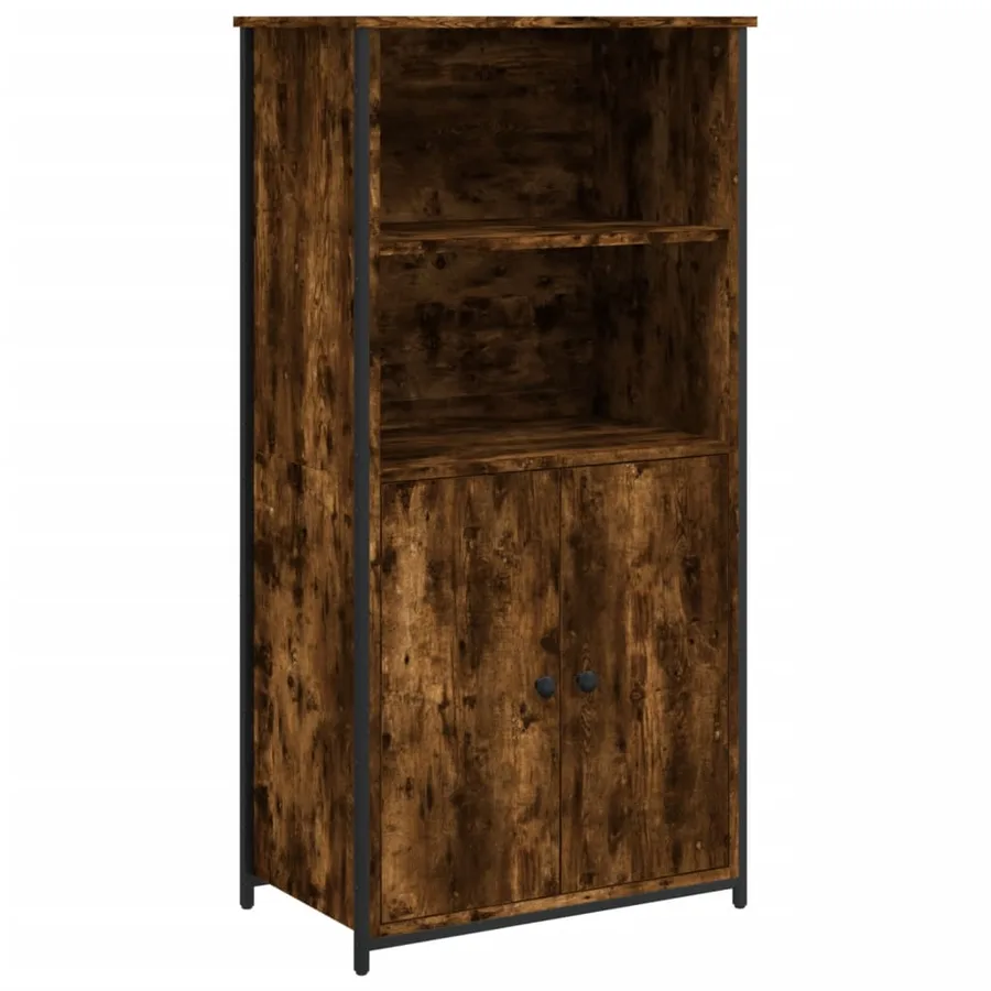 Buffet haut chêne fumé 62x36x121,5 cm bois d'ingénierie - 2