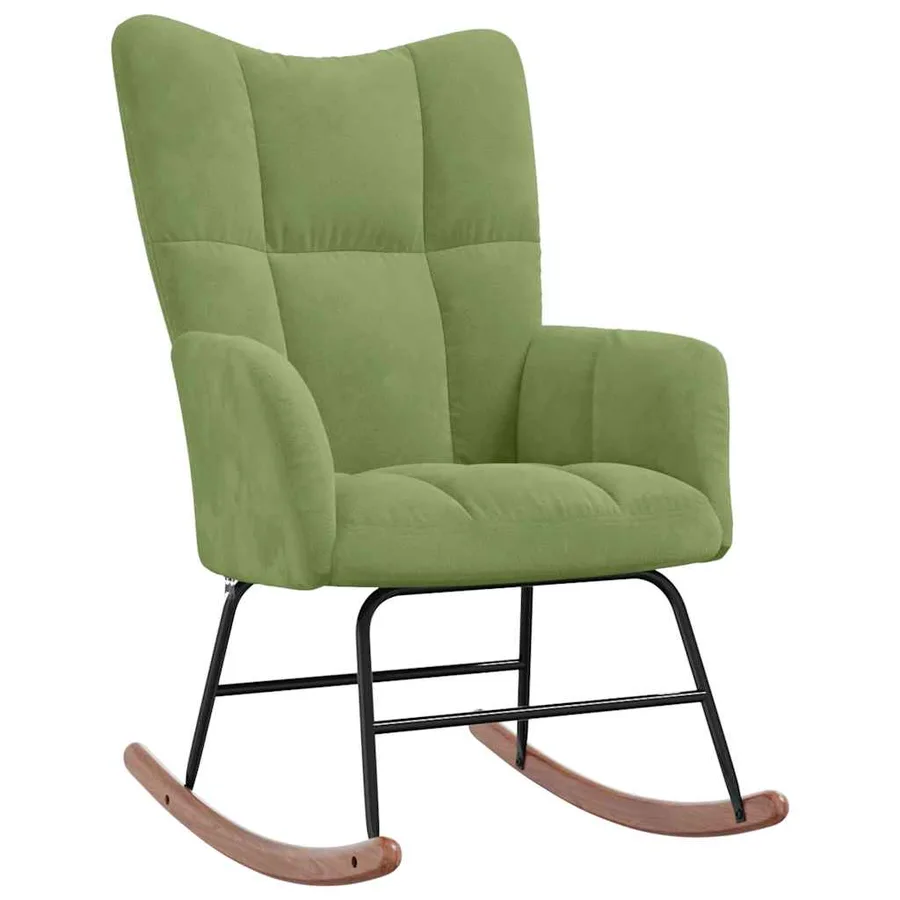 Chaise à bascule avec repose-pied Vert clair Velours - 7