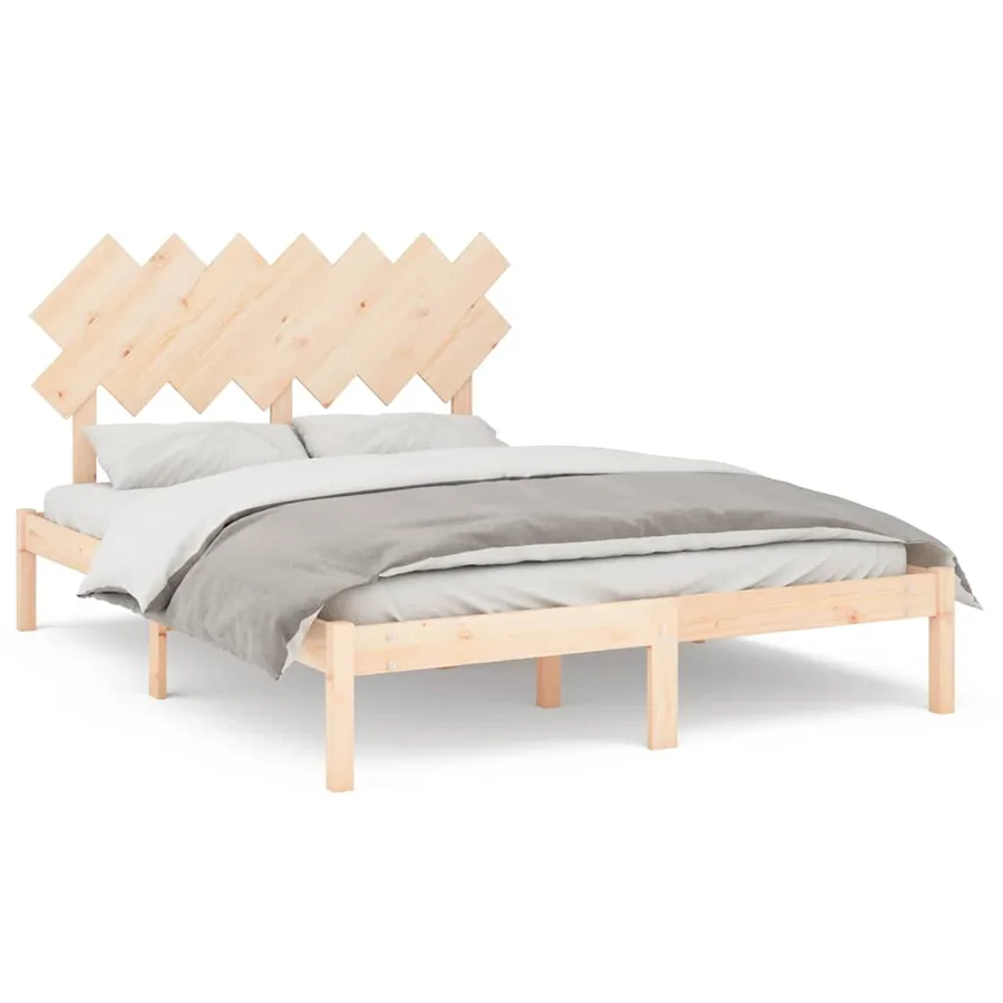 Cadre de lit sans matelas 150x200 cm bois massif - 2