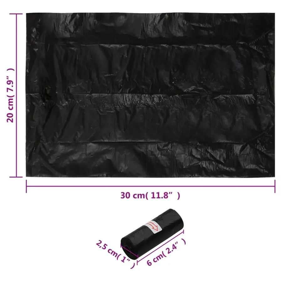 Sacs à crottes pour chiens 750 pcs noir 30x20 cm PE - 10