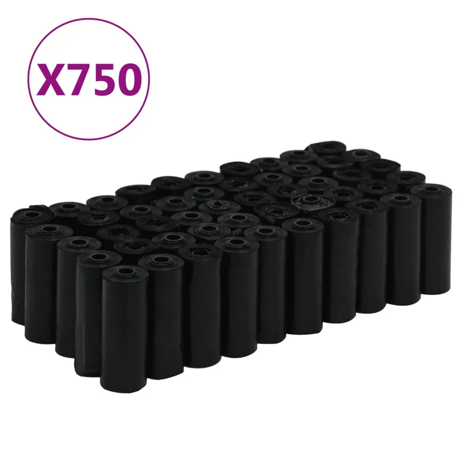 Sacs à crottes pour chiens 750 pcs noir 30x20 cm PE - 2