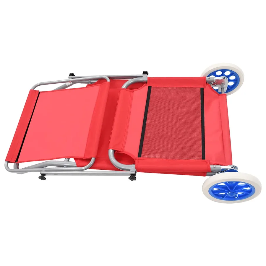 Chaise longue pliable avec auvent et roues Acier Bleu - 26