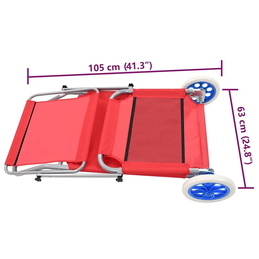 Chaise longue pliable avec auvent et roues Acier Bleu - 30